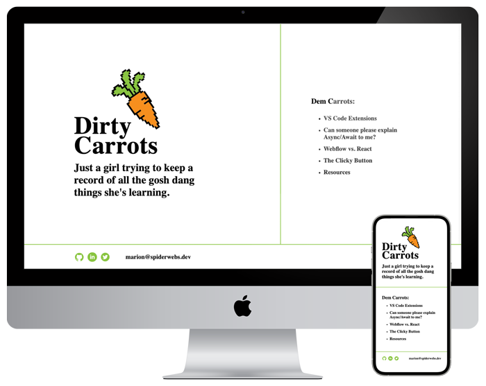Dirty Carrots Website Mockup